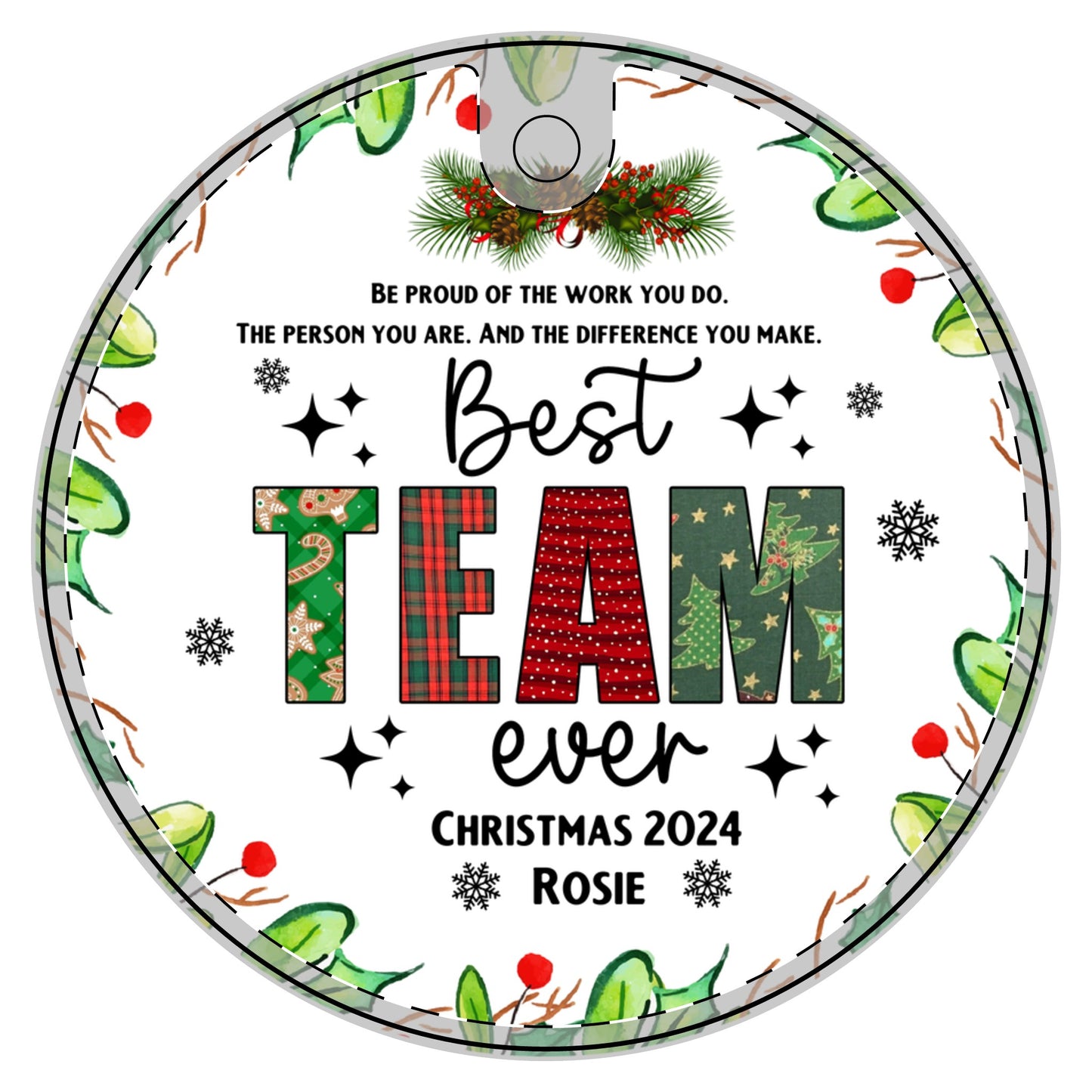 Best Team Ever Christmas Gift Ceramic Decoration Ornament, (1pc)