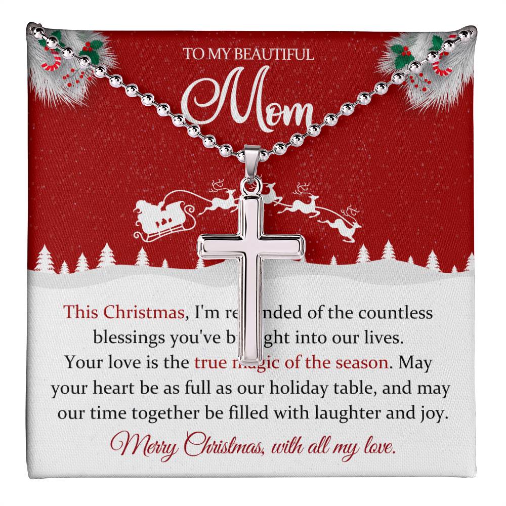 To My Beautiful Mom Stainless Cross Necklace