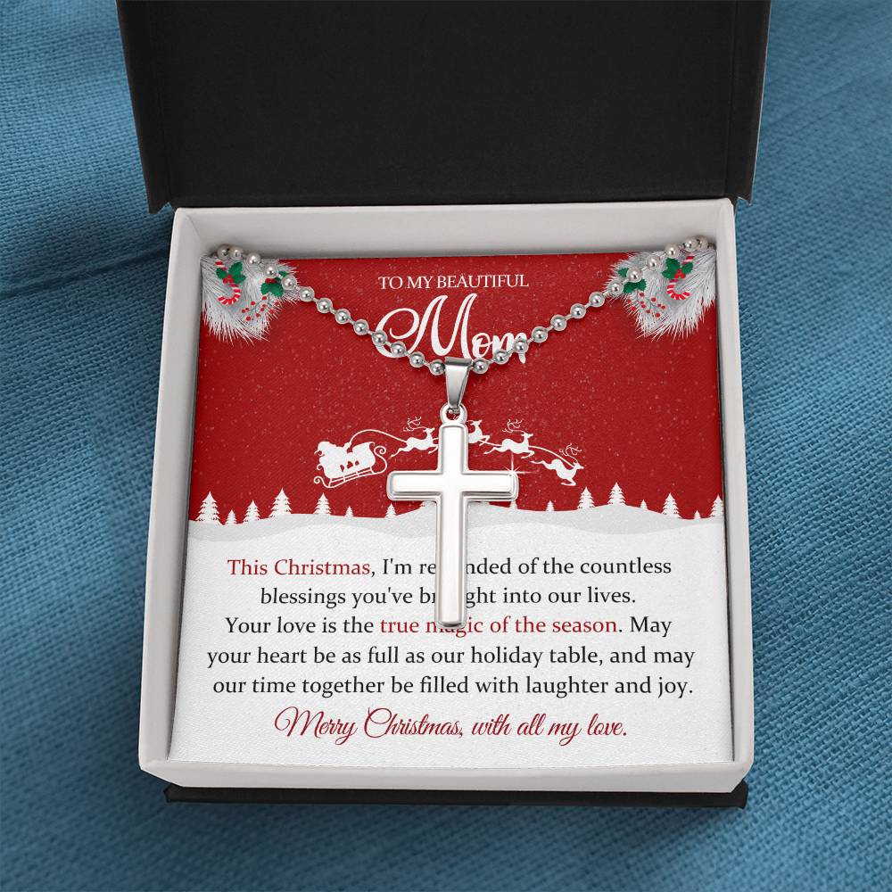 To My Beautiful Mom Stainless Cross Necklace