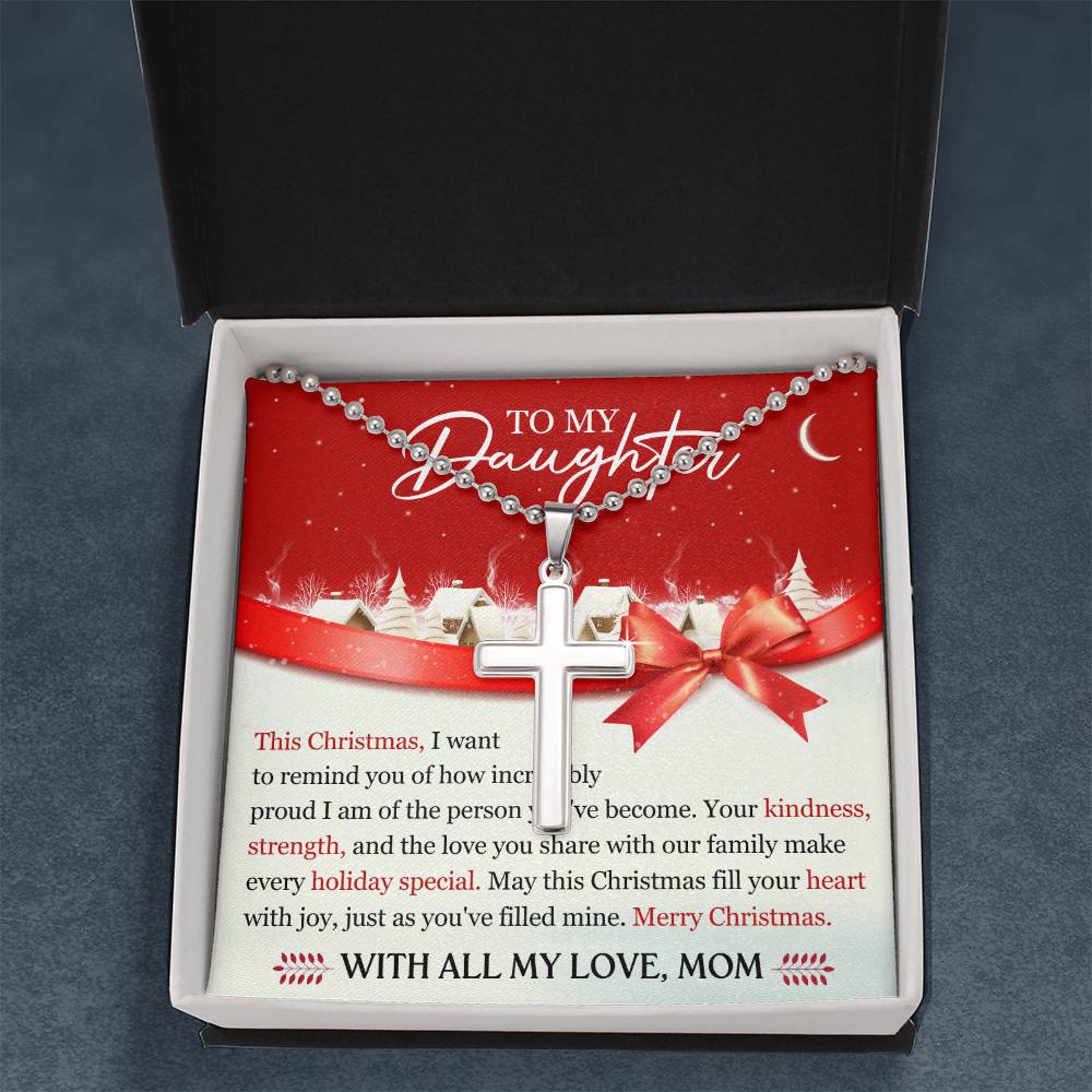 To My Daughter Stainless Cross Necklace