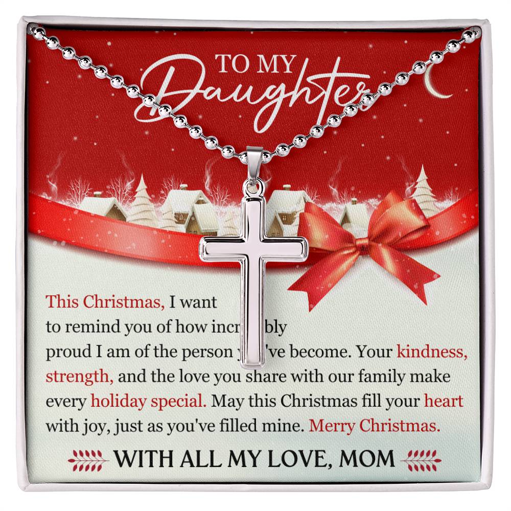 To My Daughter Stainless Cross Necklace