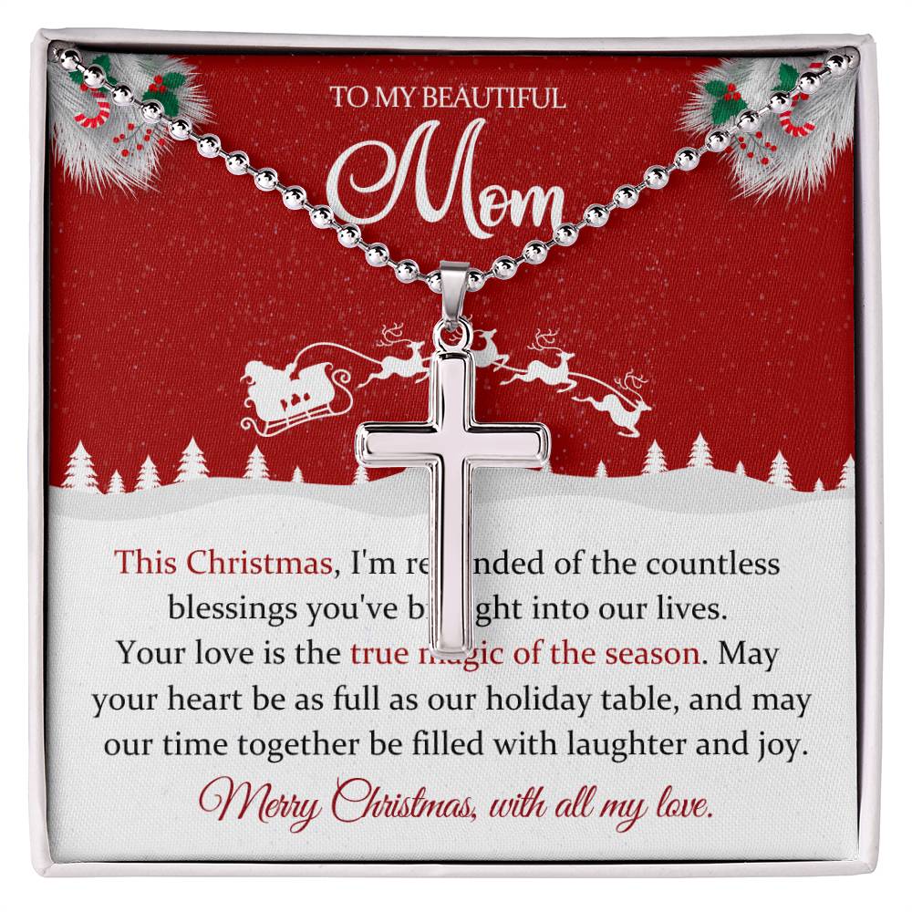 To My Beautiful Mom Stainless Cross Necklace