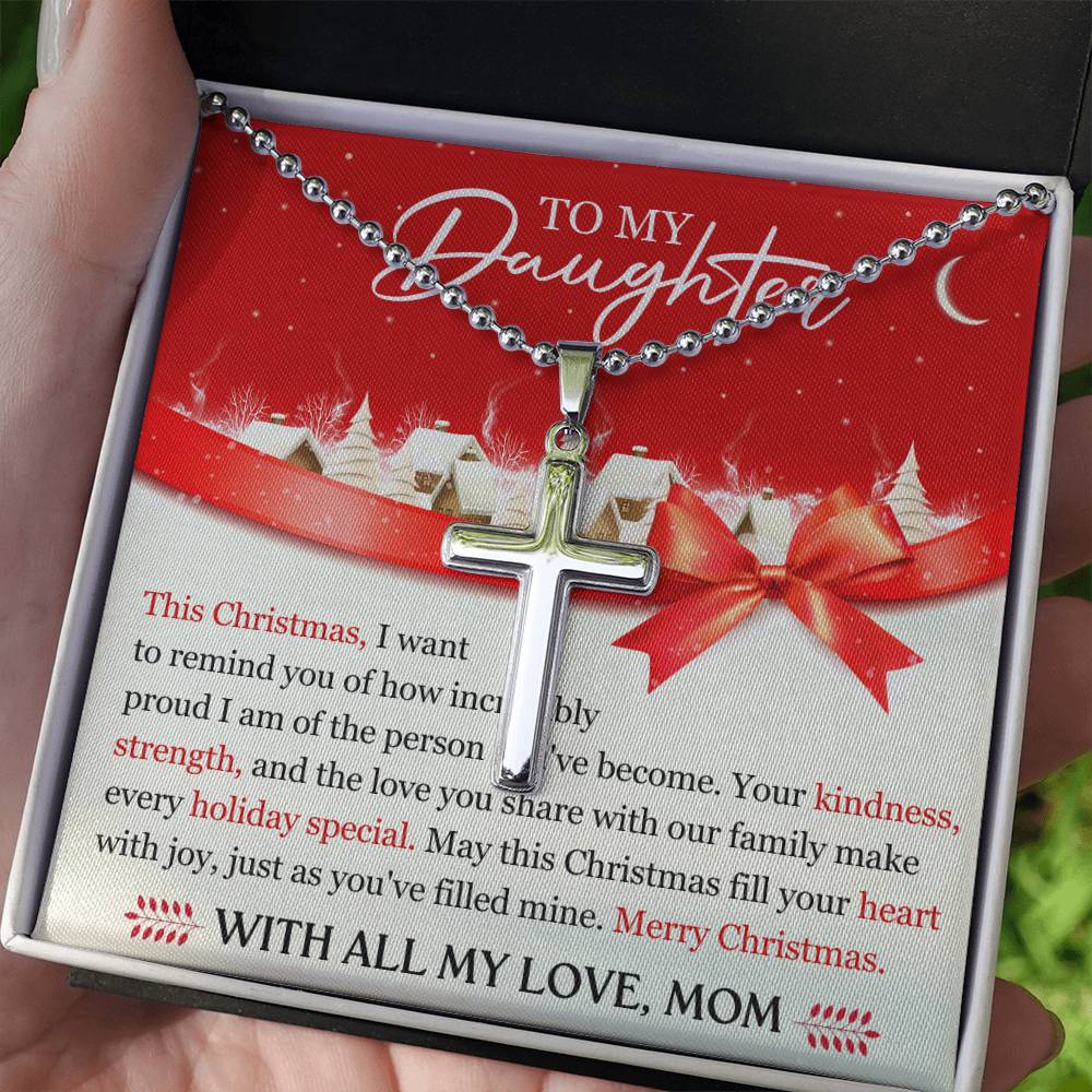 To My Daughter Stainless Cross Necklace