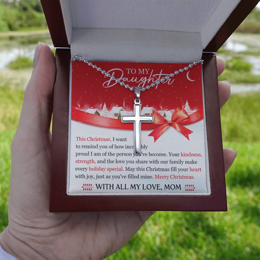 To My Daughter Stainless Cross Necklace