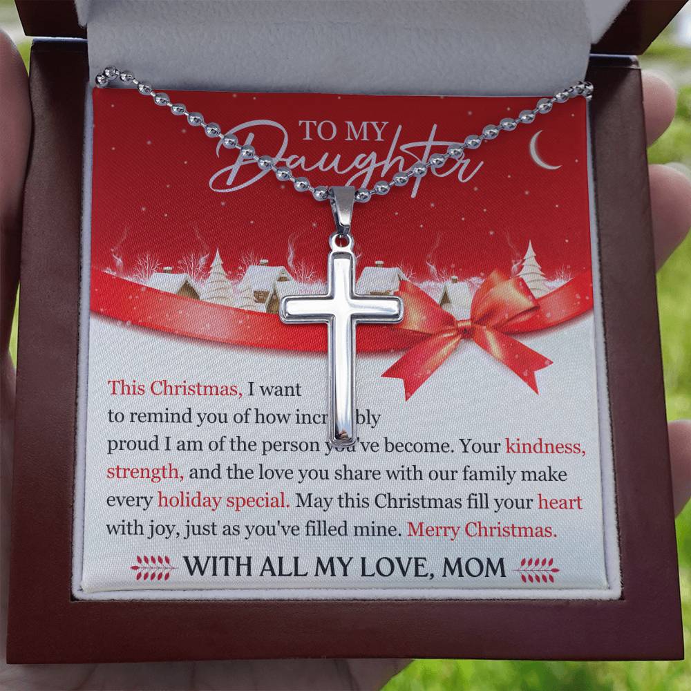 To My Daughter Stainless Cross Necklace