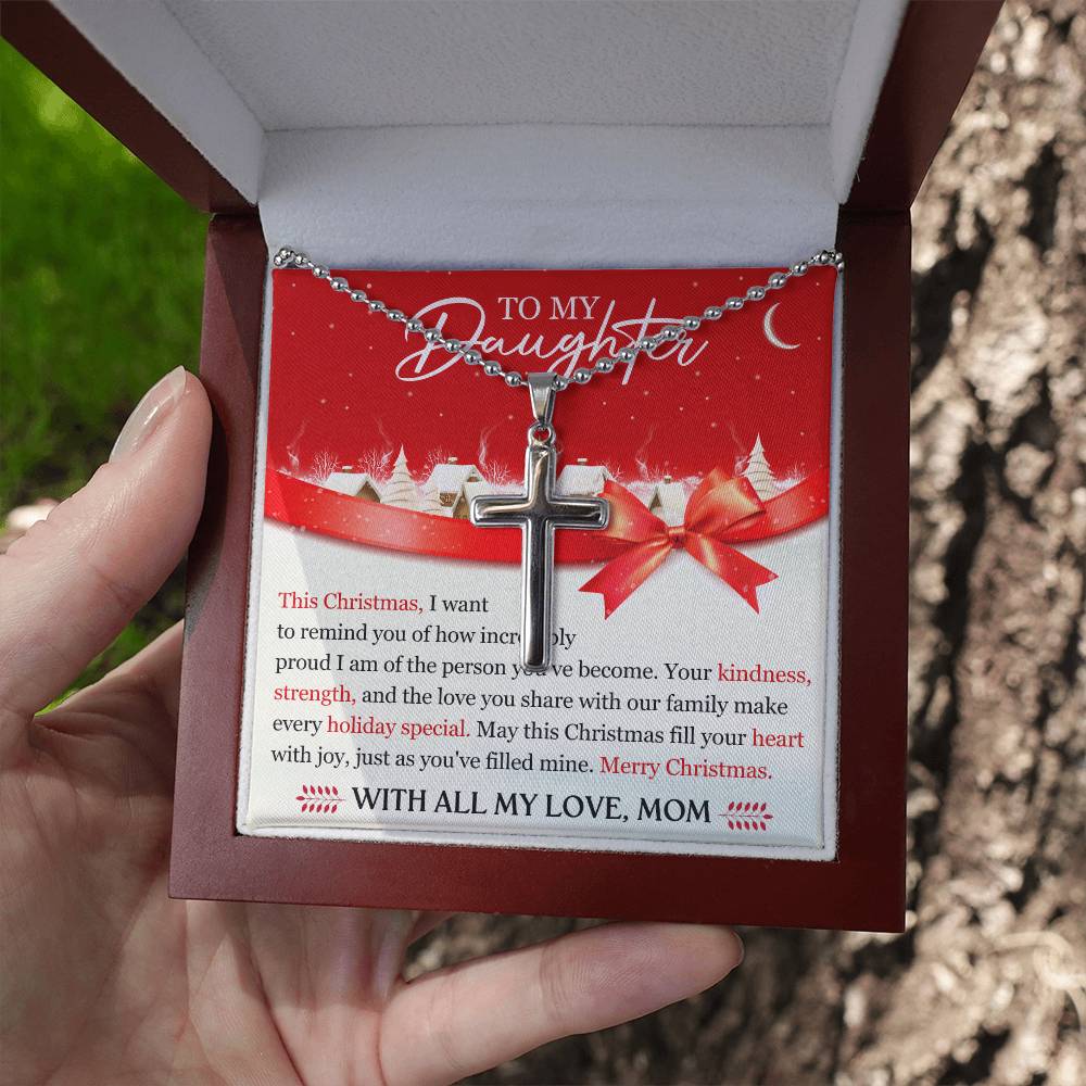 To My Daughter Stainless Cross Necklace