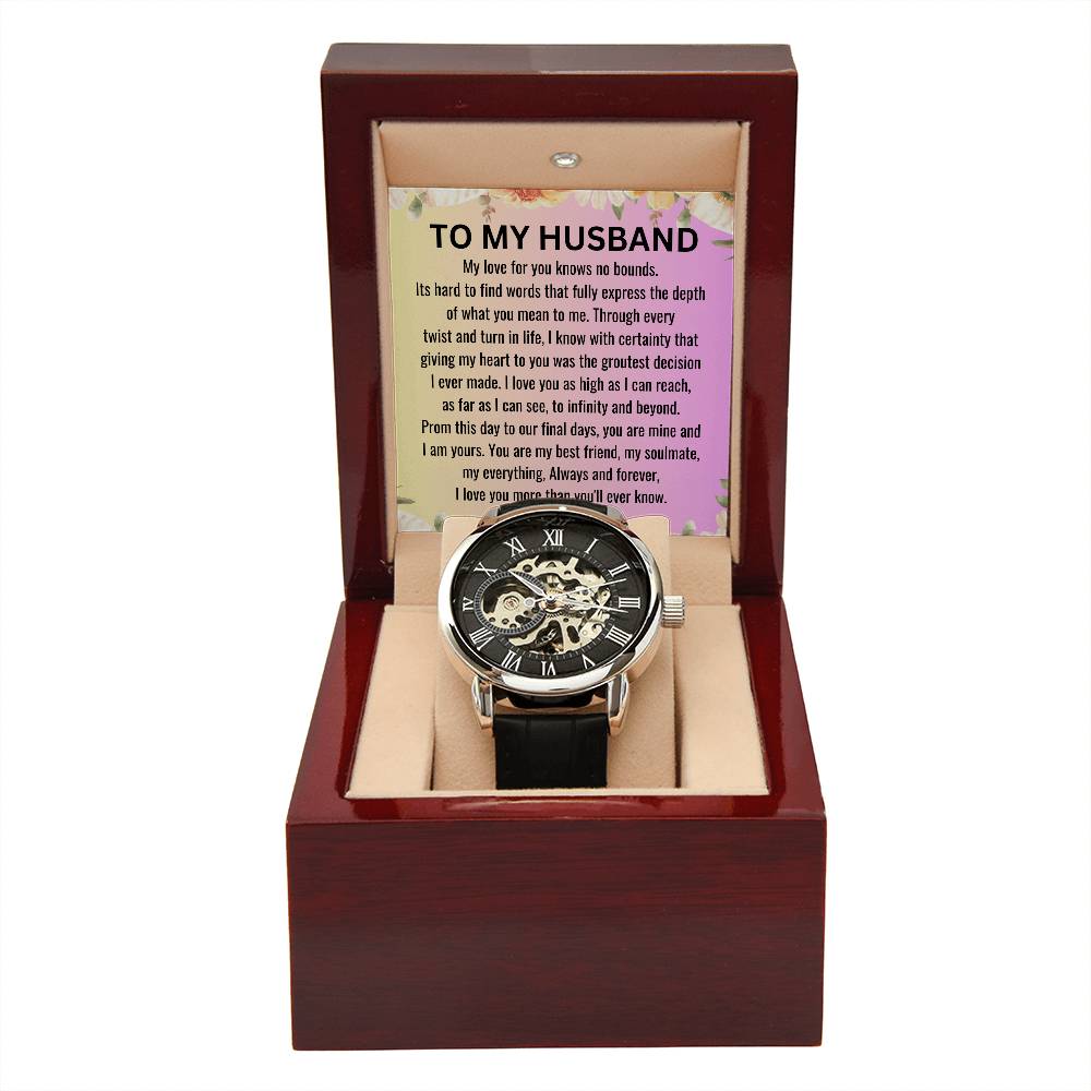 Gift For Husband Men's Openwork Watch + MC