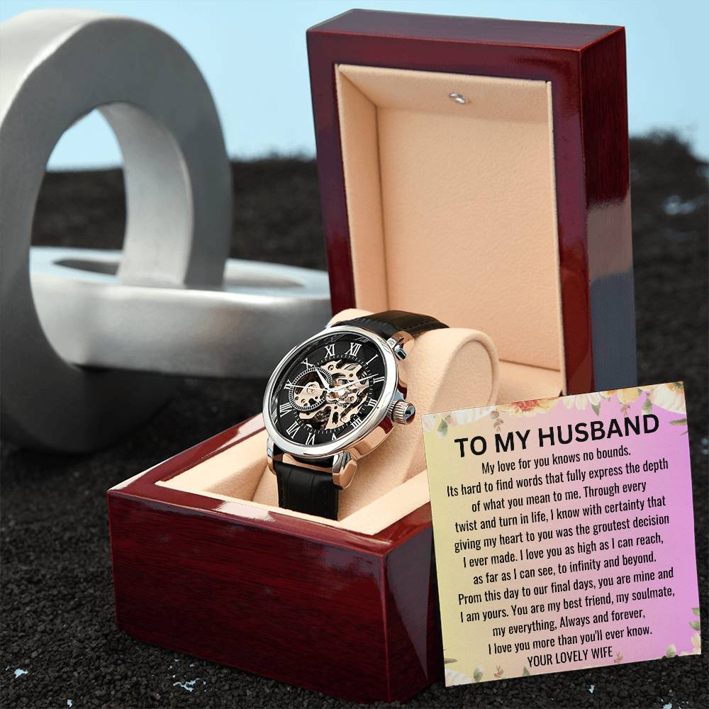 Gift For Husband Men's Openwork Watch + MC