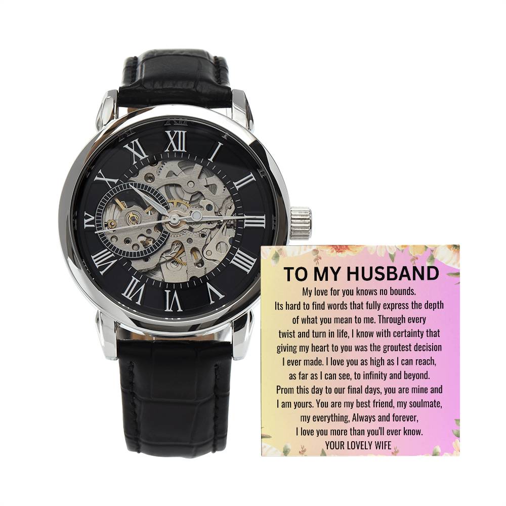 Gift For Husband Men's Openwork Watch + MC