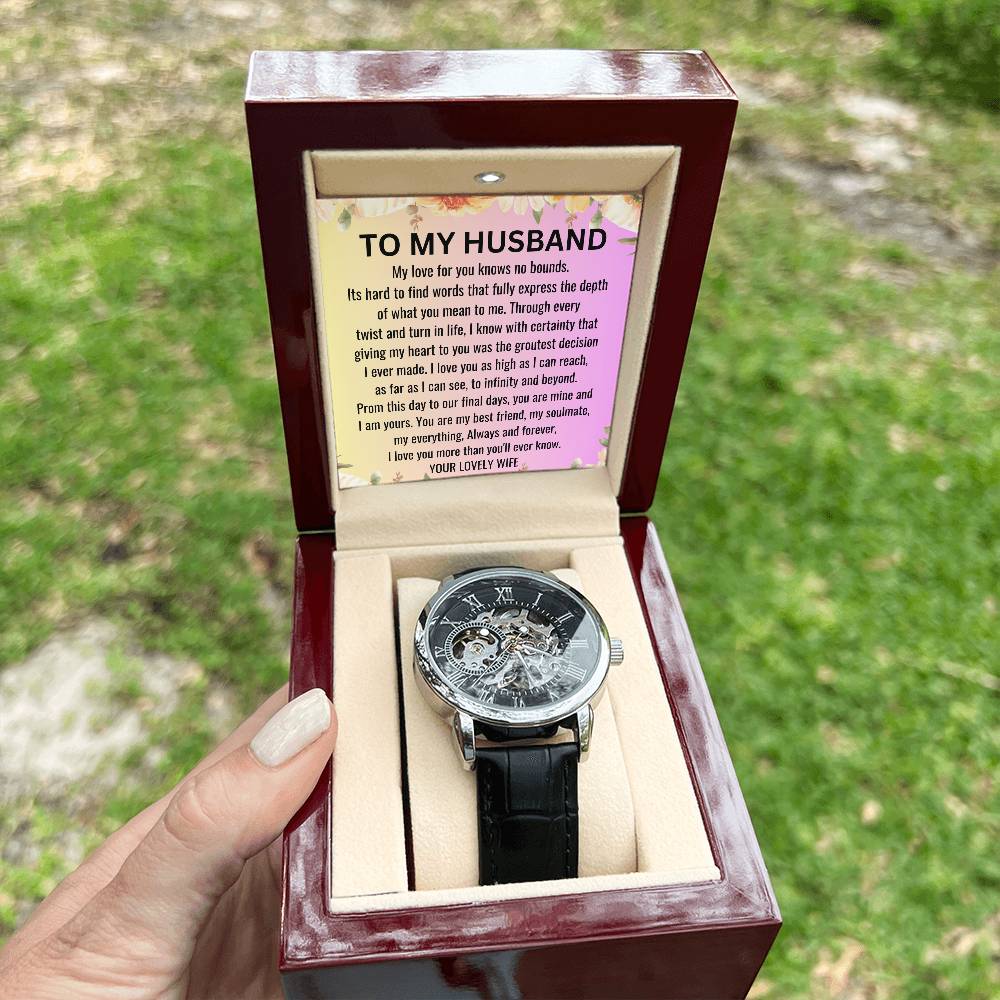 Gift For Husband Men's Openwork Watch + MC