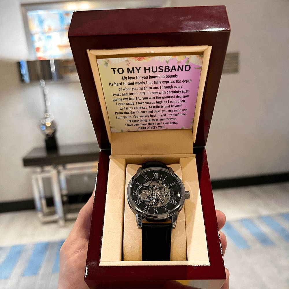 Gift For Husband Men's Openwork Watch + MC