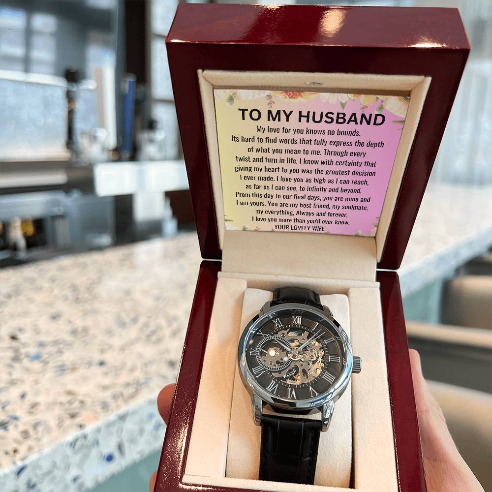 Gift For Husband Men's Openwork Watch + MC