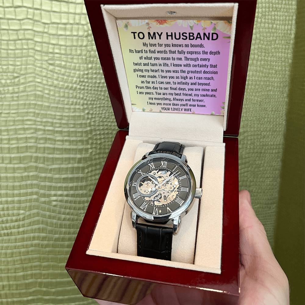 Gift For Husband Men's Openwork Watch + MC