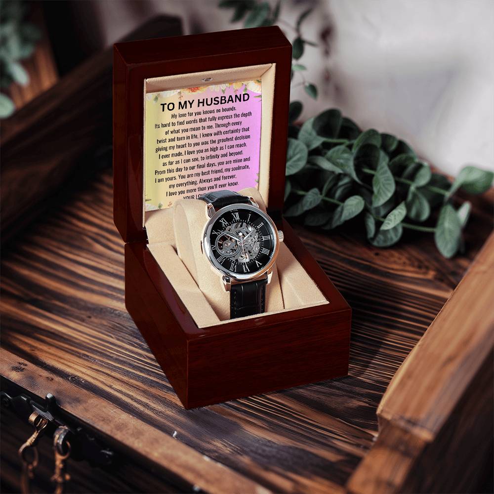 Gift For Husband Men's Openwork Watch + MC