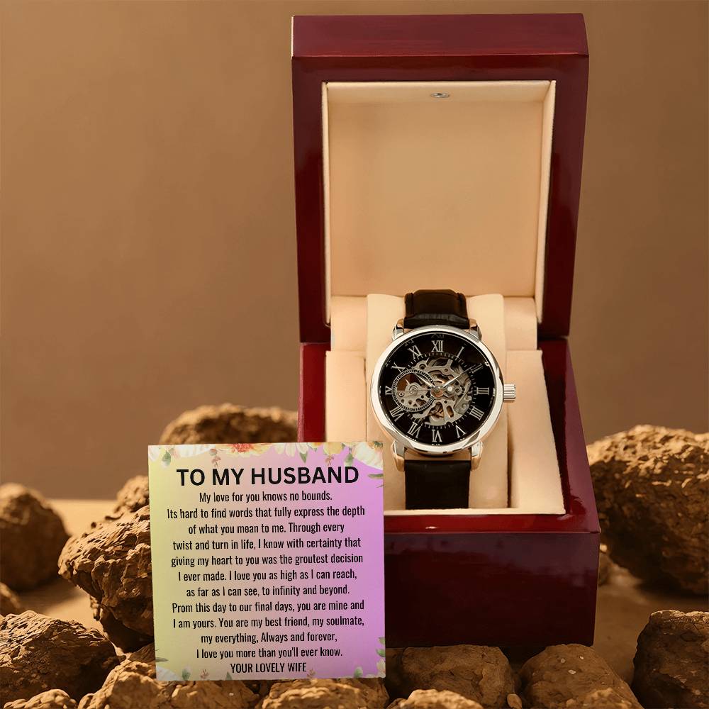 Gift For Husband Men's Openwork Watch + MC