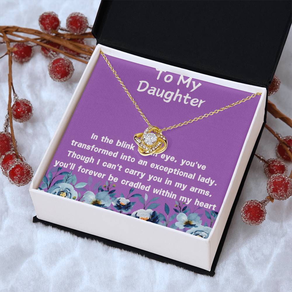 Gift For Daughter Love Knot Necklace (Yellow & White Gold Variants)