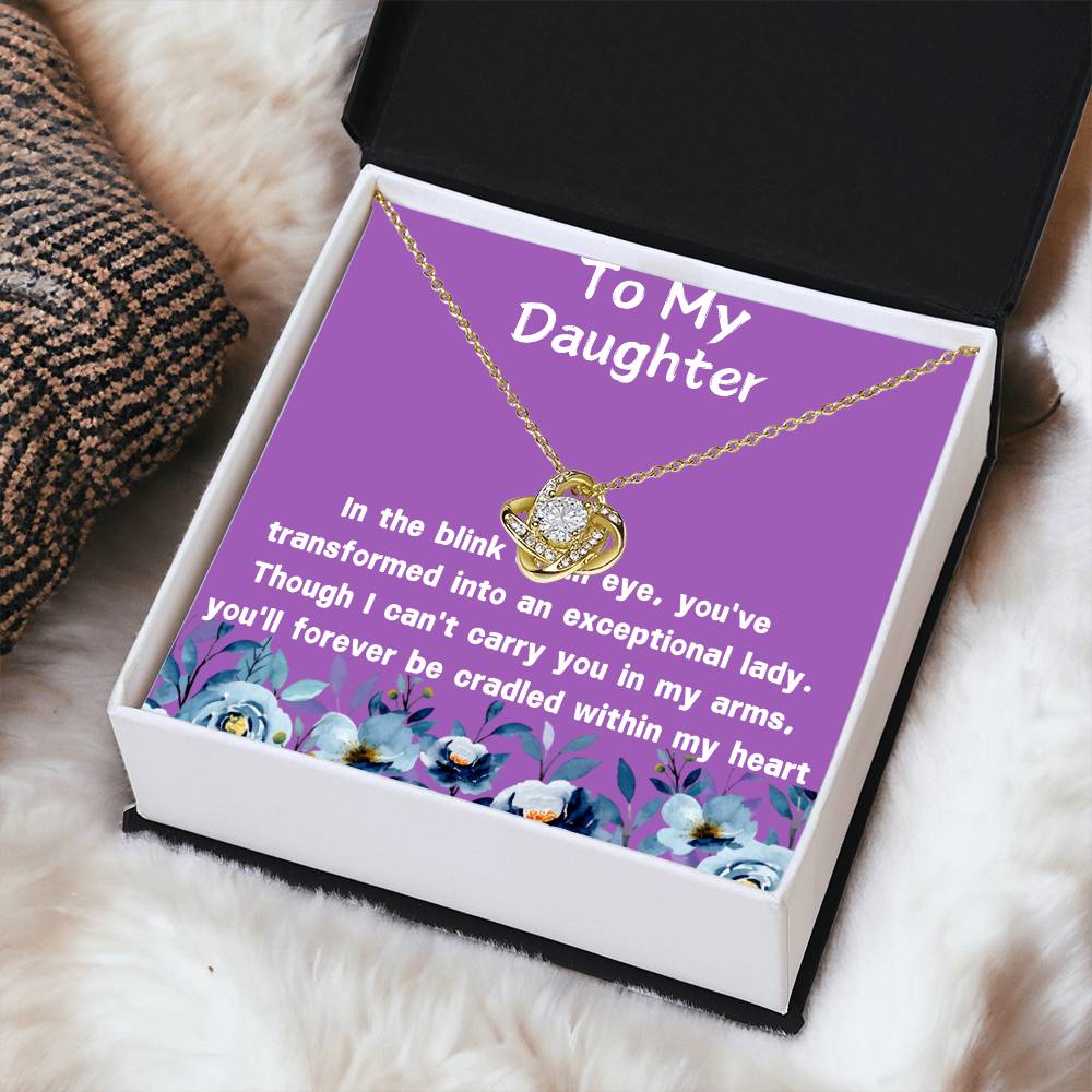 Gift For Daughter Love Knot Necklace (Yellow & White Gold Variants)