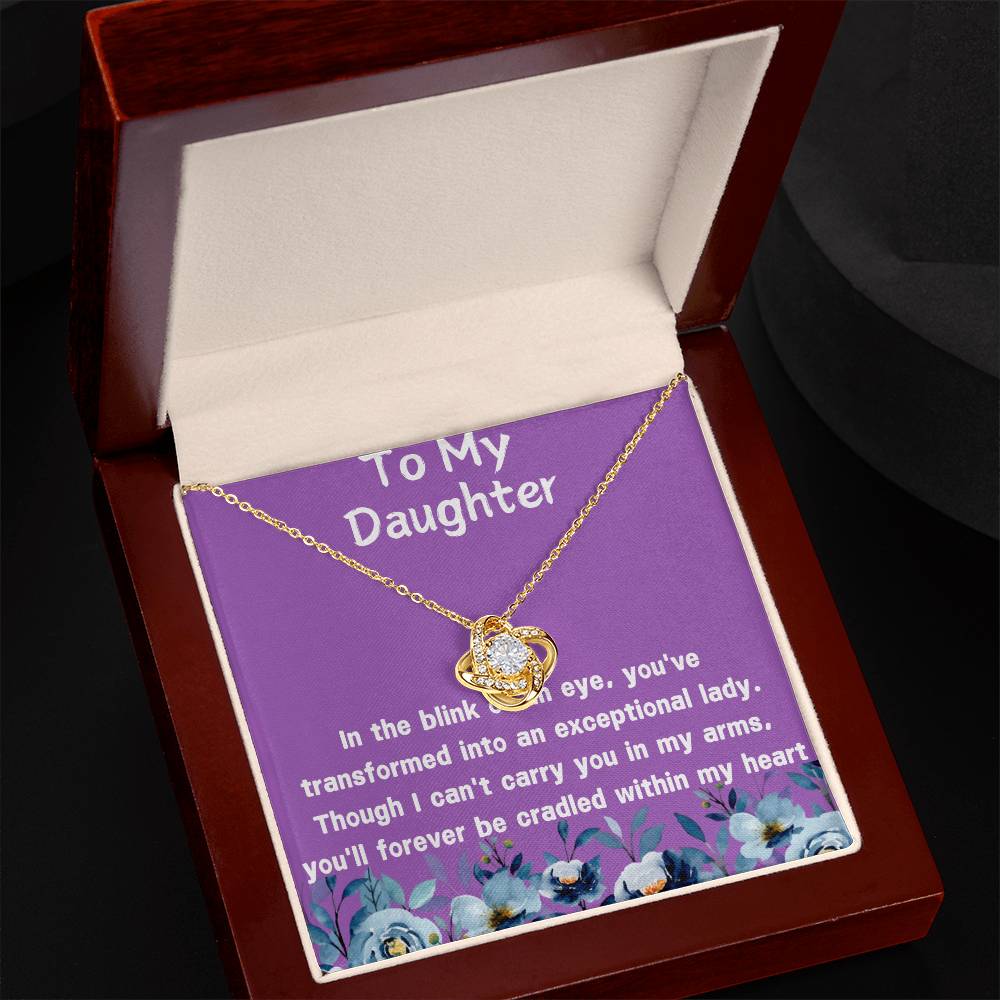 Gift For Daughter Love Knot Necklace (Yellow & White Gold Variants)