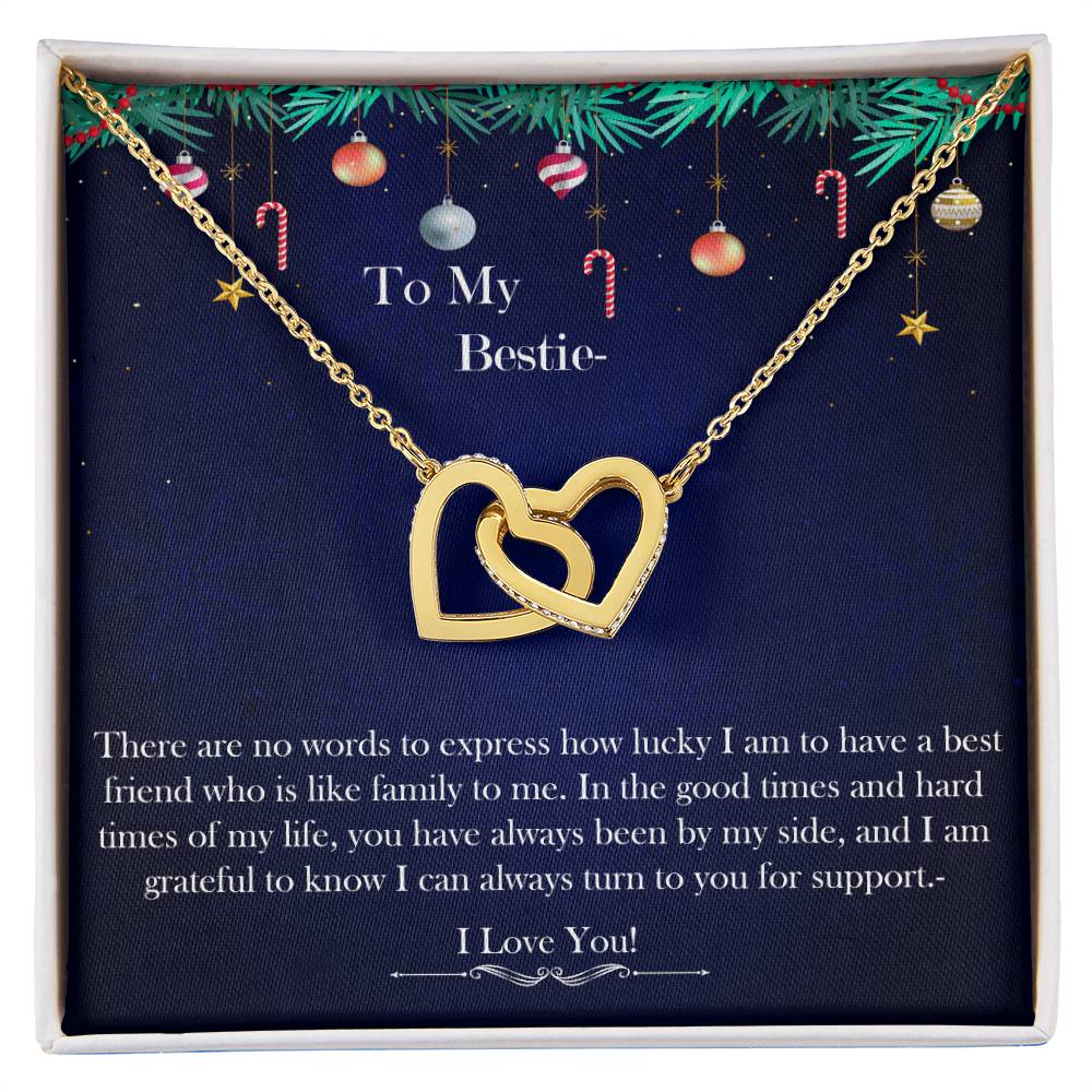 To My Bestie Interlocking Hearts Necklace (Yellow & White Gold Variants)