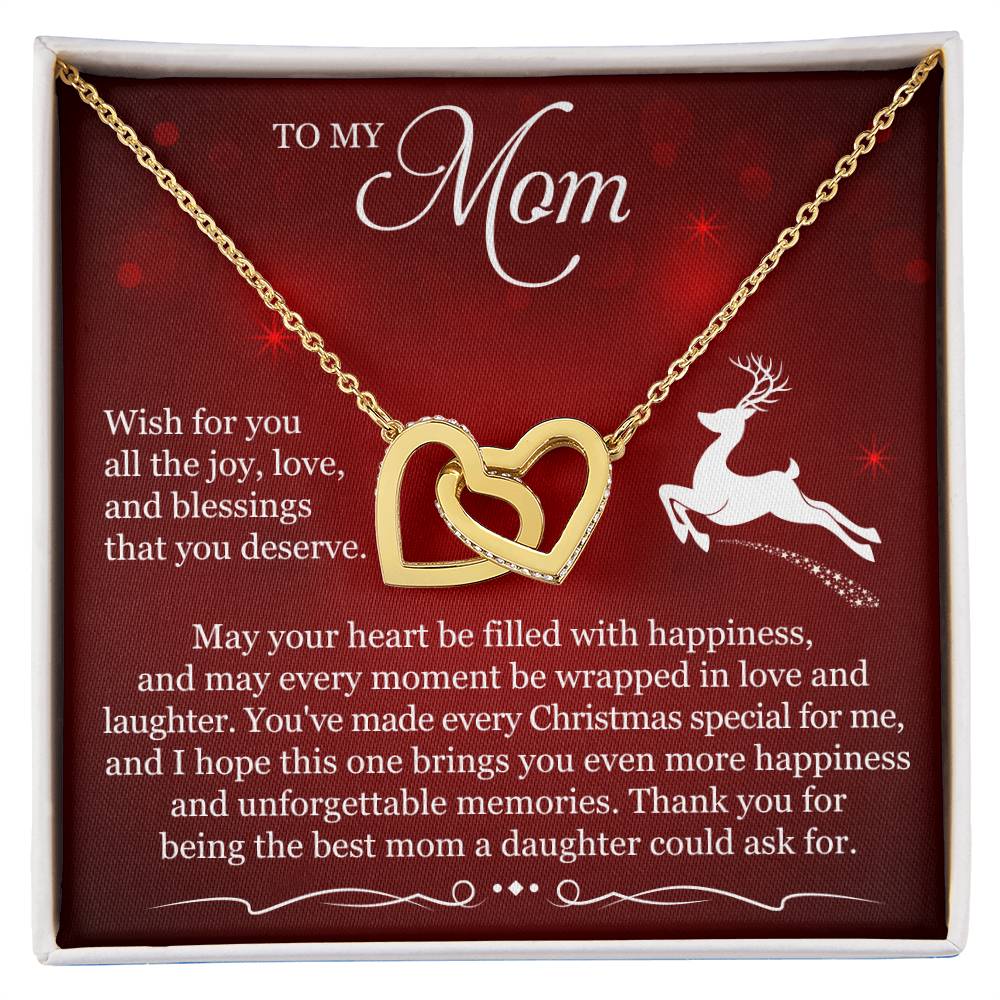 To My Mom Interlocking Hearts Necklace (Yellow & White Gold Variants)