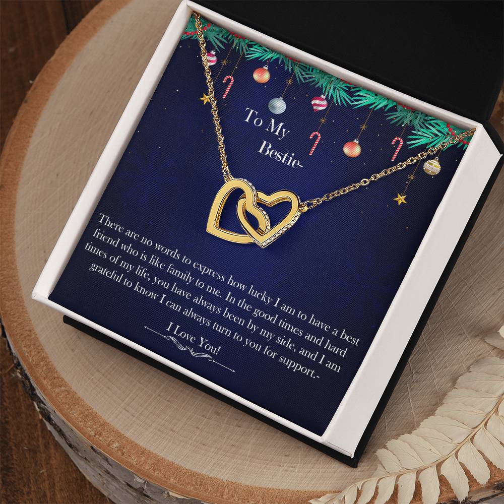 To My Bestie Interlocking Hearts Necklace (Yellow & White Gold Variants)