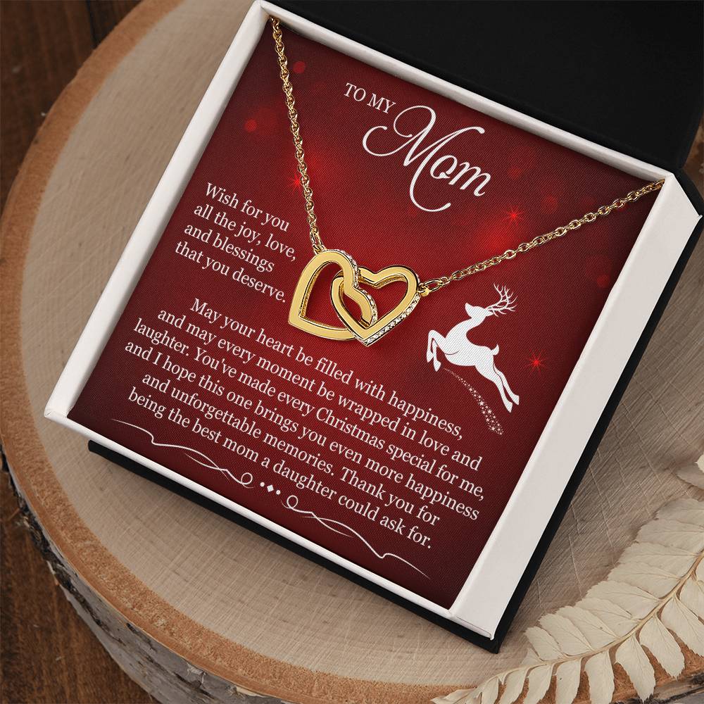 To My Mom Interlocking Hearts Necklace (Yellow & White Gold Variants)