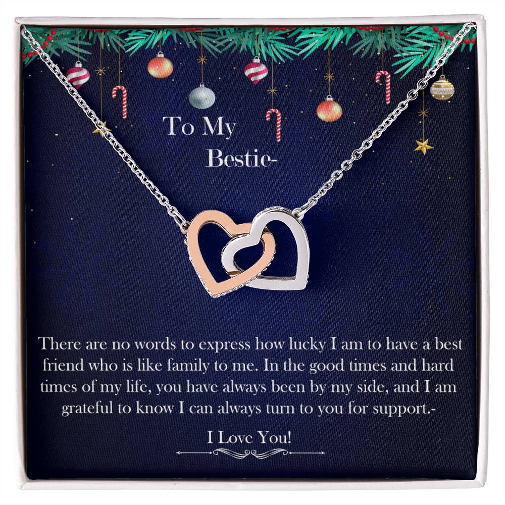 To My Bestie Interlocking Hearts Necklace (Yellow & White Gold Variants)