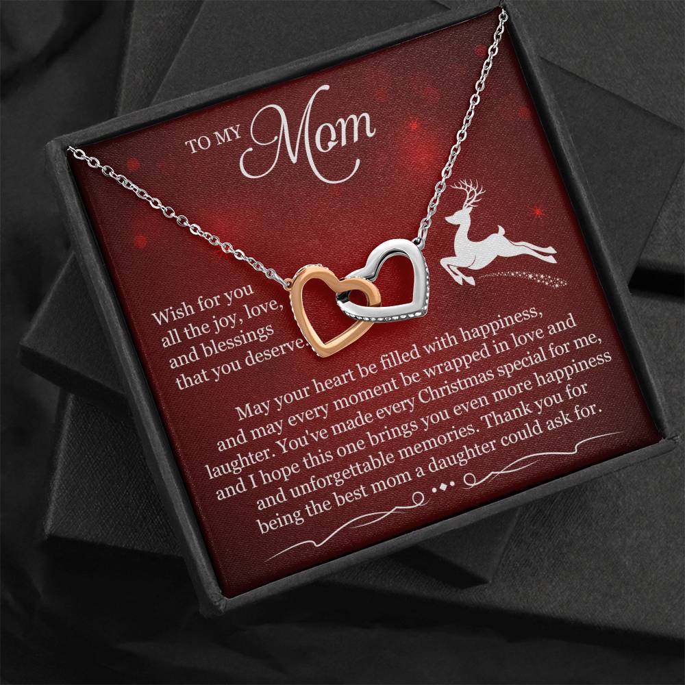 To My Mom Interlocking Hearts Necklace (Yellow & White Gold Variants)