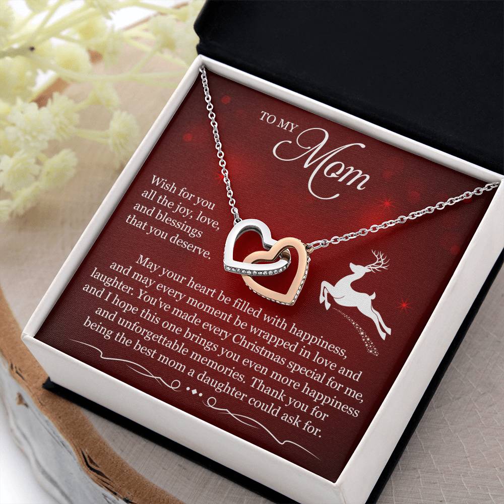 To My Mom Interlocking Hearts Necklace (Yellow & White Gold Variants)