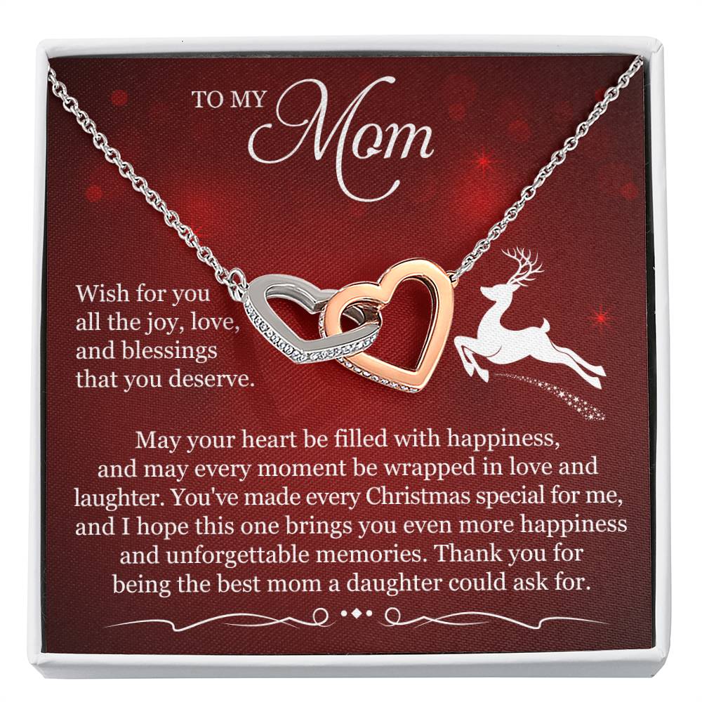 To My Mom Interlocking Hearts Necklace (Yellow & White Gold Variants)