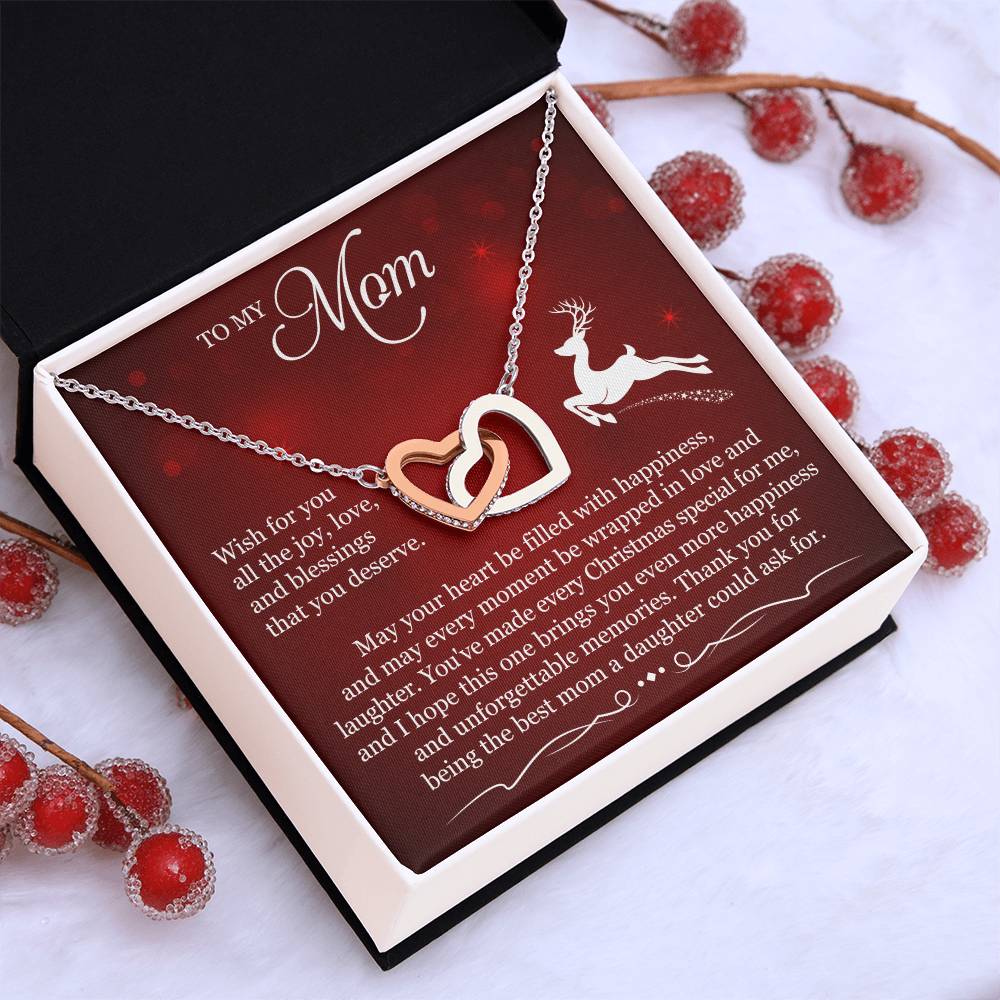 To My Mom Interlocking Hearts Necklace (Yellow & White Gold Variants)