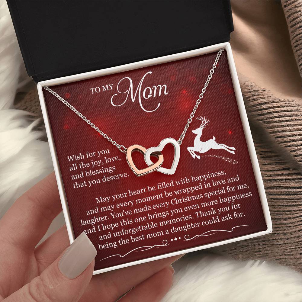 To My Mom Interlocking Hearts Necklace (Yellow & White Gold Variants)