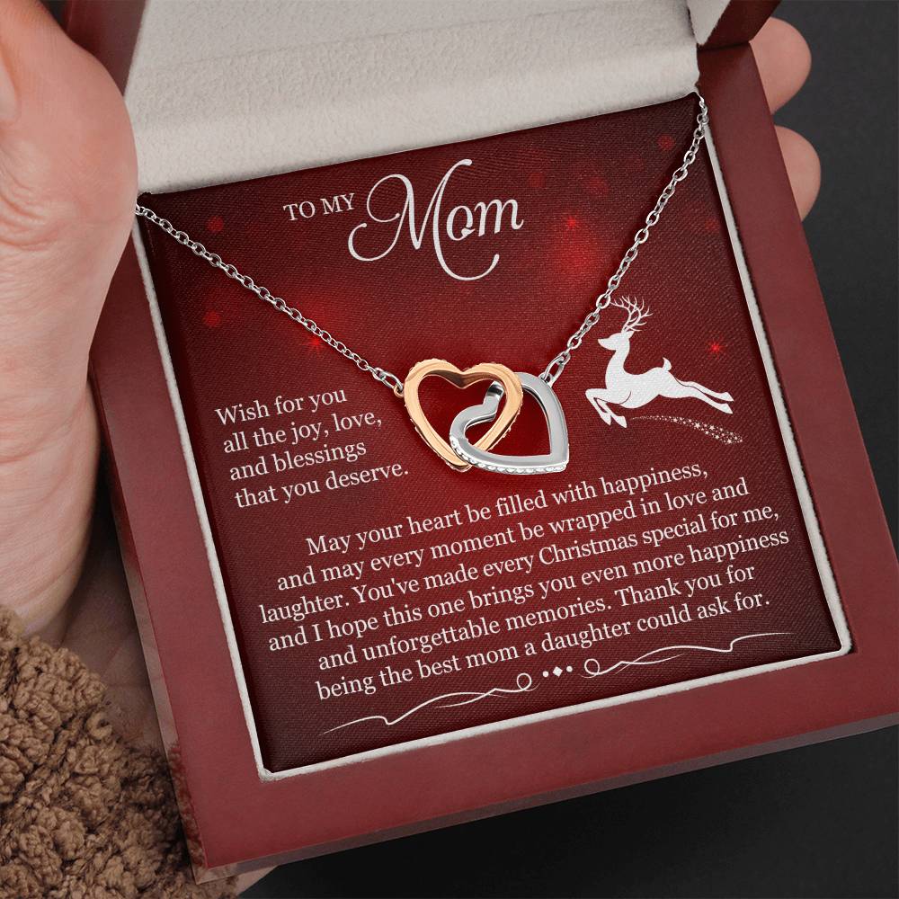 To My Mom Interlocking Hearts Necklace (Yellow & White Gold Variants)