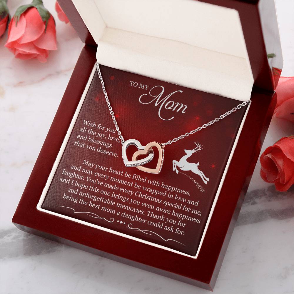 To My Mom Interlocking Hearts Necklace (Yellow & White Gold Variants)