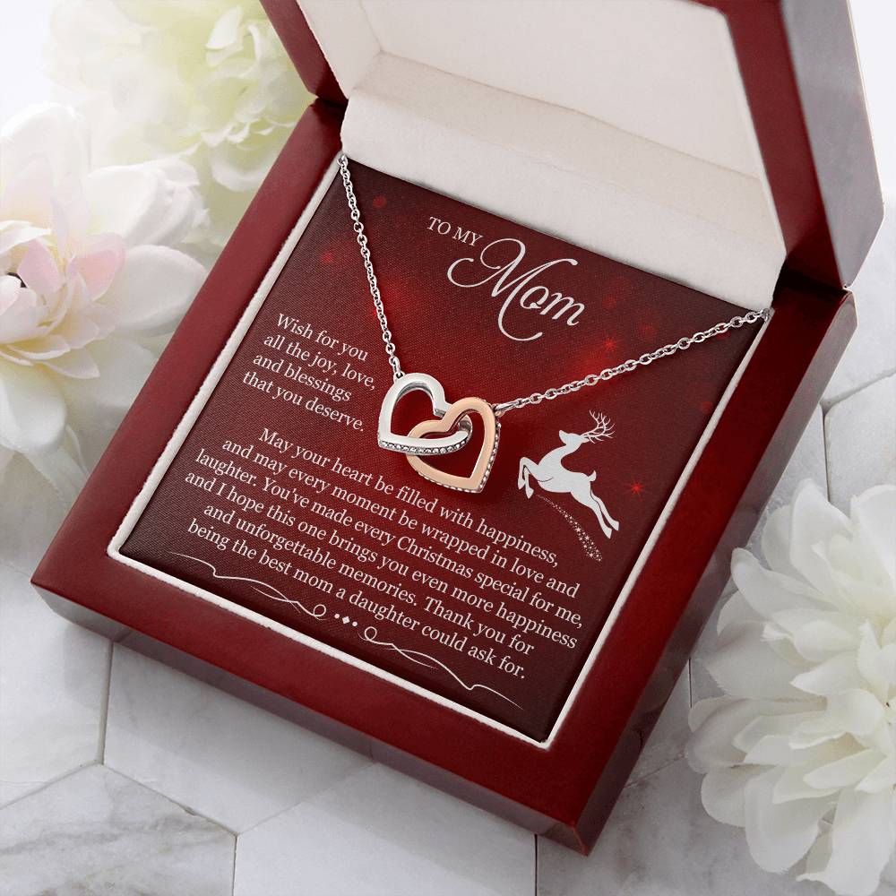 To My Mom Interlocking Hearts Necklace (Yellow & White Gold Variants)