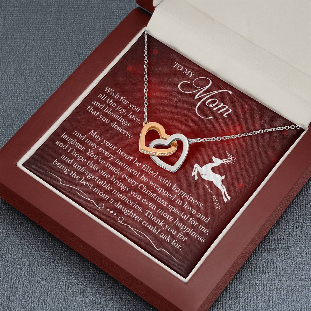 To My Mom Interlocking Hearts Necklace (Yellow & White Gold Variants)