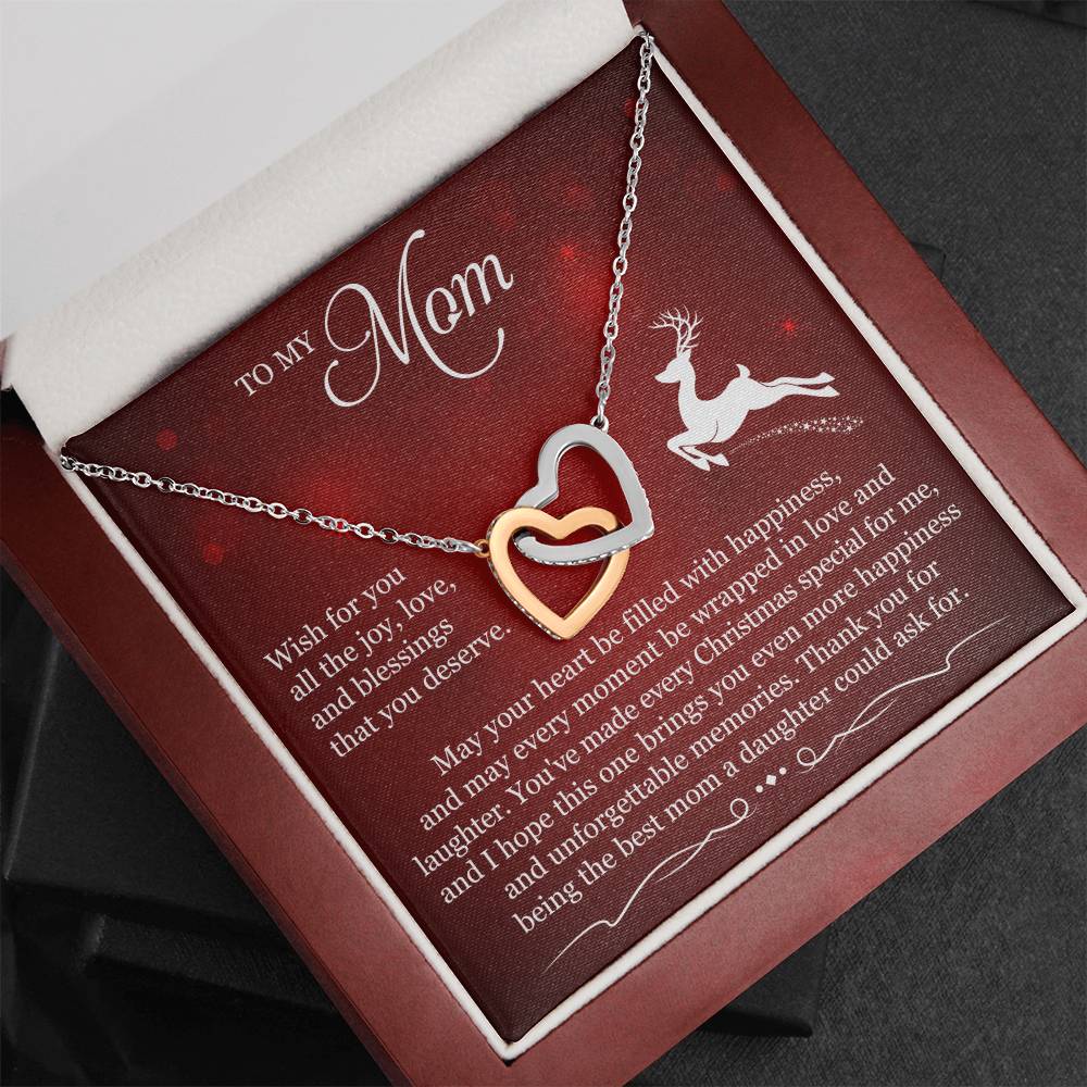 To My Mom Interlocking Hearts Necklace (Yellow & White Gold Variants)