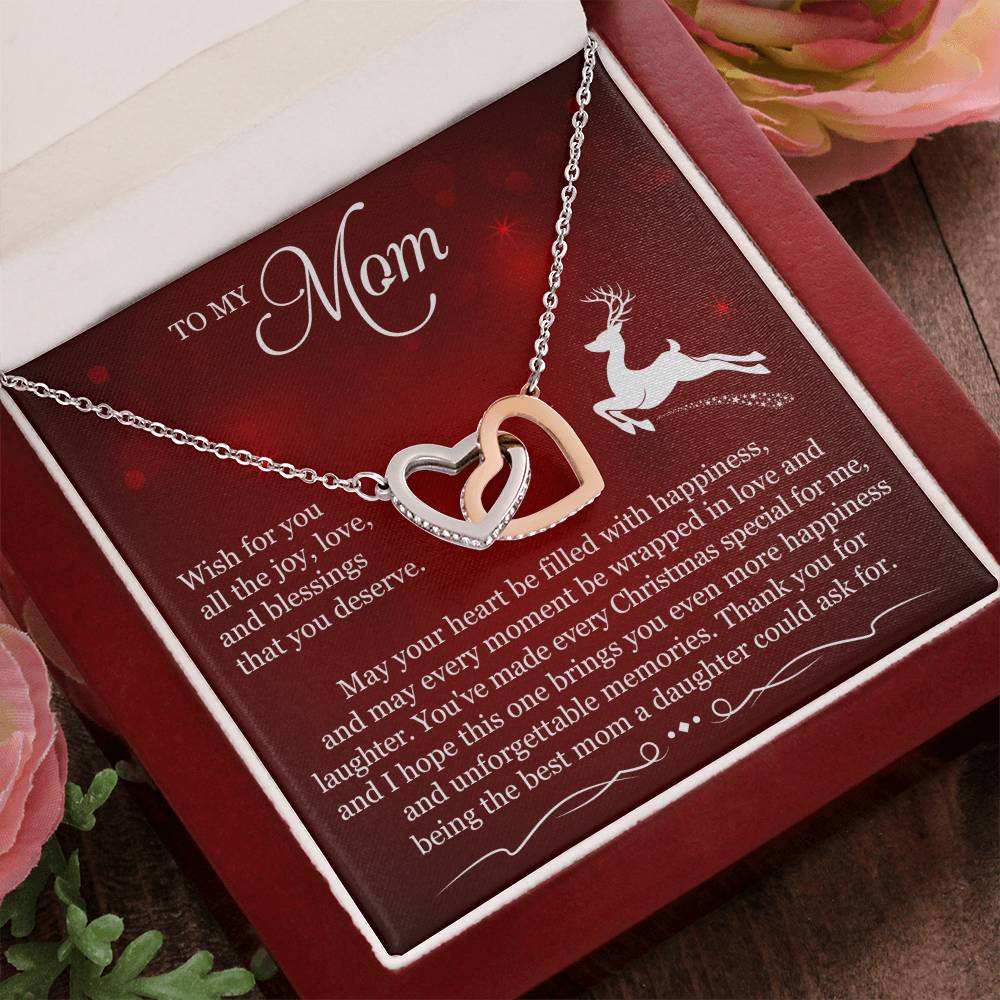 To My Mom Interlocking Hearts Necklace (Yellow & White Gold Variants)