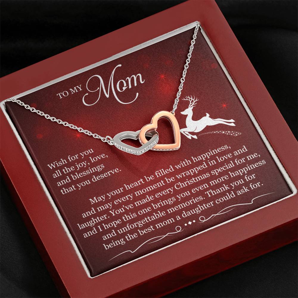 To My Mom Interlocking Hearts Necklace (Yellow & White Gold Variants)