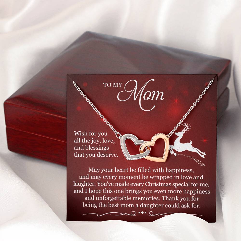 To My Mom Interlocking Hearts Necklace (Yellow & White Gold Variants)