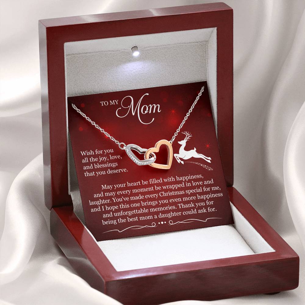 To My Mom Interlocking Hearts Necklace (Yellow & White Gold Variants)