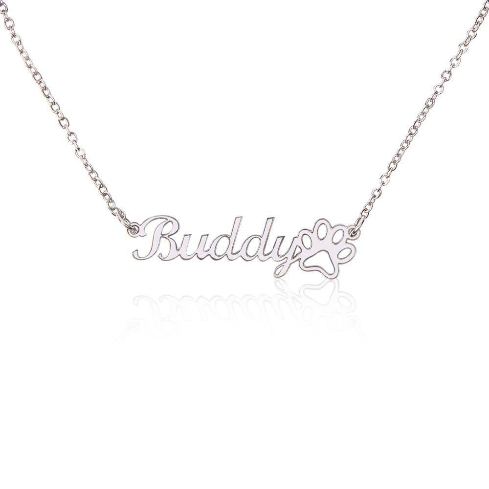 Gift For Daughter and Wife Name Necklace + Paw Print (No MC)