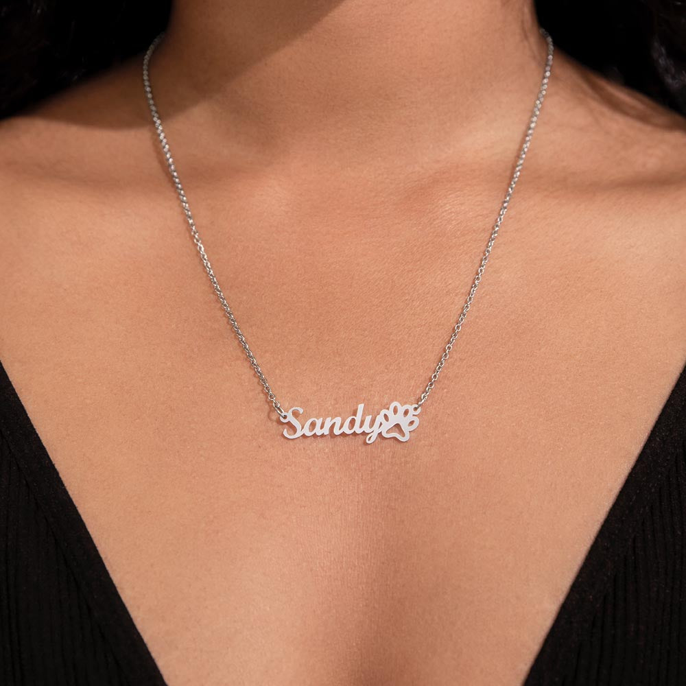 Gift For Daughter and Wife Name Necklace + Paw Print (No MC)