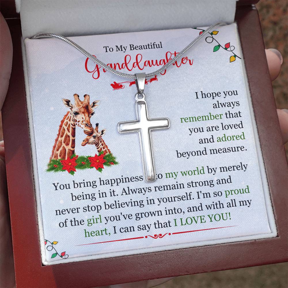 To My Beautiful Granddaughter Artisan Cross Necklace